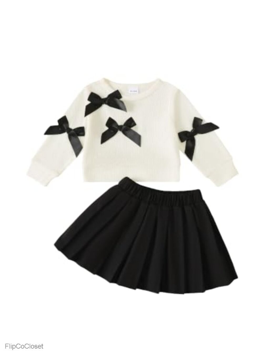 Toddler Girls Ribbed Sweatshirt & Pleated Skirt Set 2-Piece Outfit